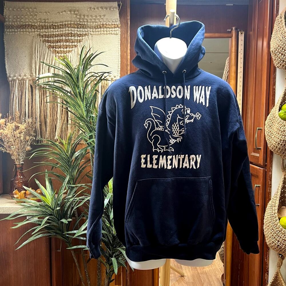 Donaldson Way Elementary Dragon Hoodie L Hanes ComfortBlend Navy American Canyon